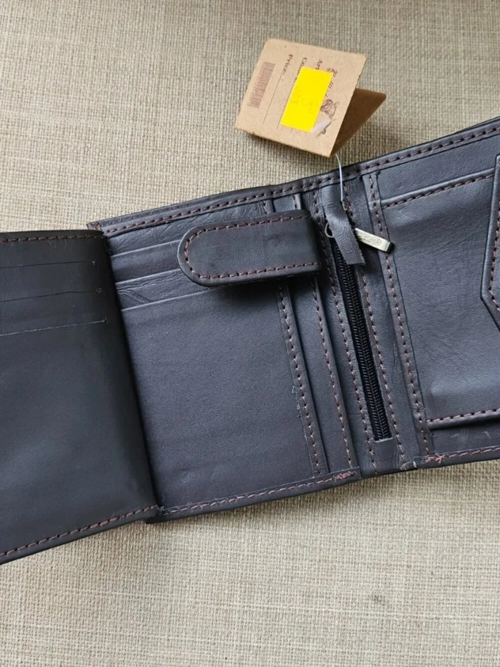 Brown Leather Cardholder Billfold Handmade WALLET Purse Multiple Compartments